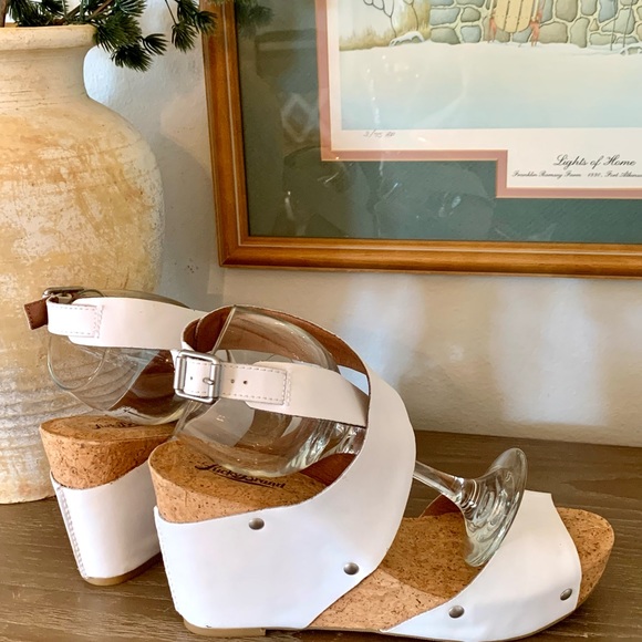 Lucky Brand NWOT white cork Wedges NWOT Moran Proseco Size 9 1/2 - Picture 3 of 10